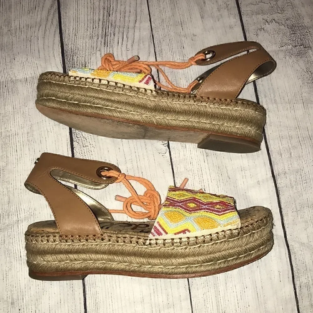 Sam Edelman Neera Espadrille Wedge Orange Boho